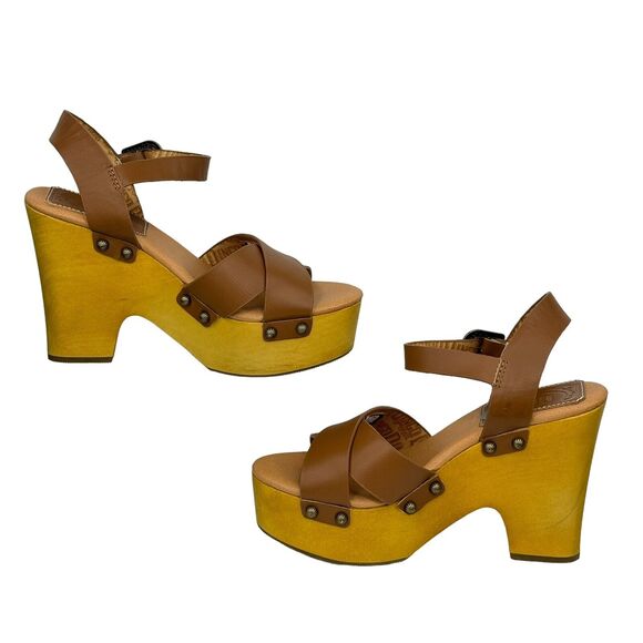 Dingo Boho Platform Sandal Women's SZ 7 NEW Woodstock Studs Brown Clog Leather - Picture 4 of 10
